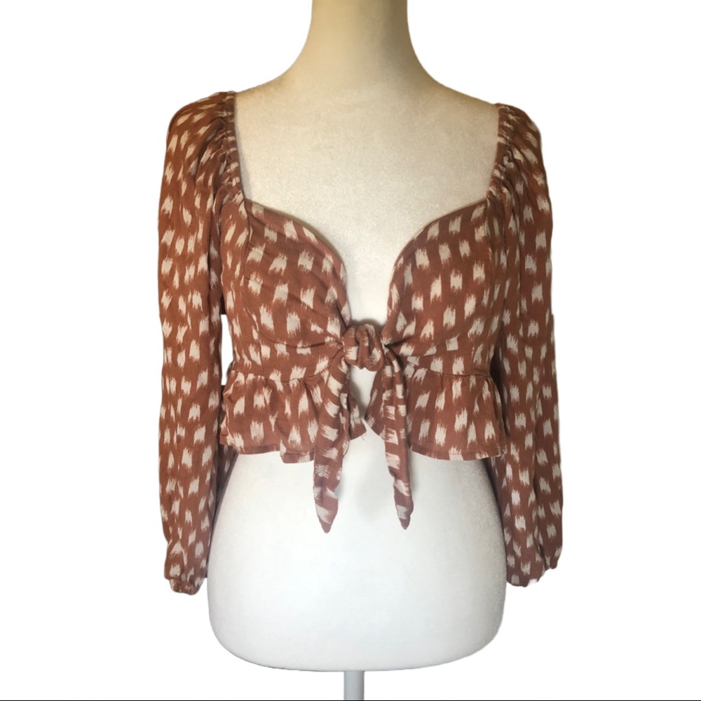 Tie Crop Top with Ruffles